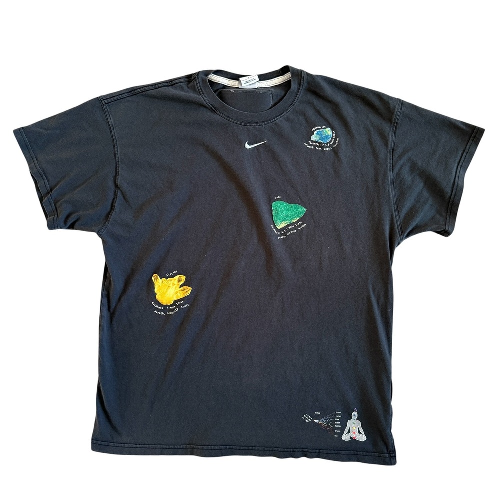 Nike Mens Cosmic Swoosh Energy Flow T-Shirt Large Chakras Crystals Black